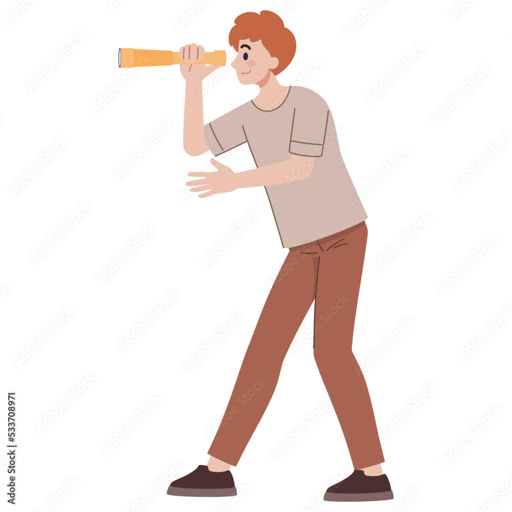 Man using Binoculars Illustration