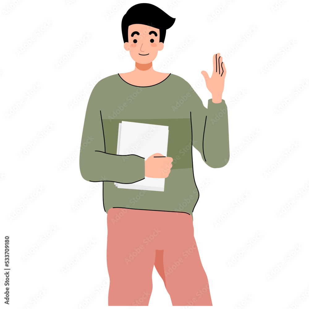 Young Male College Student Illustration