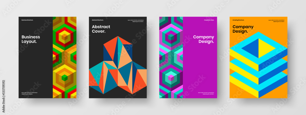 Clean placard vector design illustration collection. Abstract geometric shapes presentation concept set.