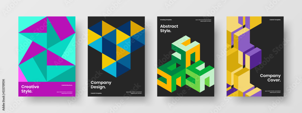 Original geometric pattern cover layout composition. Creative pamphlet A4 design vector illustration collection.
