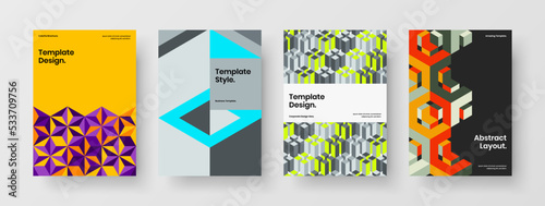 Simple geometric shapes annual report layout composition. Trendy presentation design vector illustration collection.