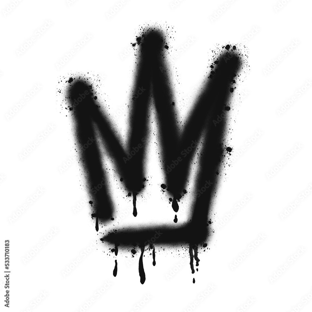 Crown icon. Black graffiti spray element. - obrazy, fototapety, plakaty 