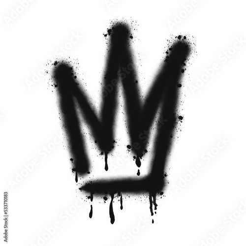 Crown icon. Black graffiti spray element.