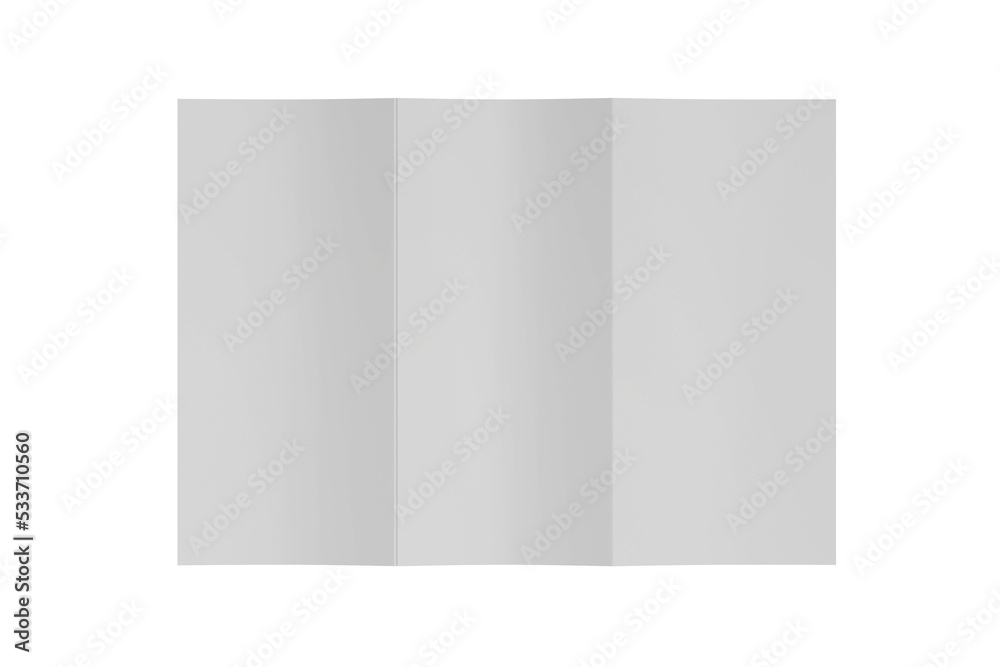 Blank white Trifold brochure for mock up template design. 3d render PNG Blank white Trifold brochure for mock up template design. 3d render PNG