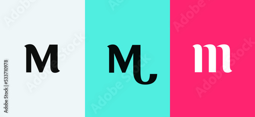 Set of letter M minimal logo icon design template elements