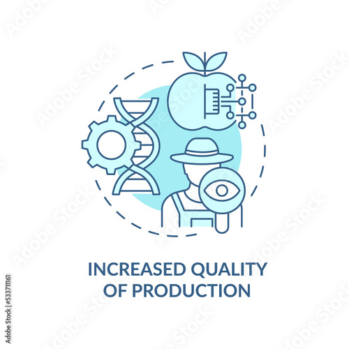 Increased quality of production turquoise concept icon. Smart farming benefit abstract idea thin line illustration. Isolated outline drawing
