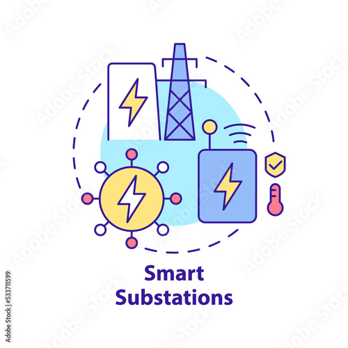Smart substations concept icon. Integrate intelligent grids abstract idea thin line illustration. Isolated outline drawing
