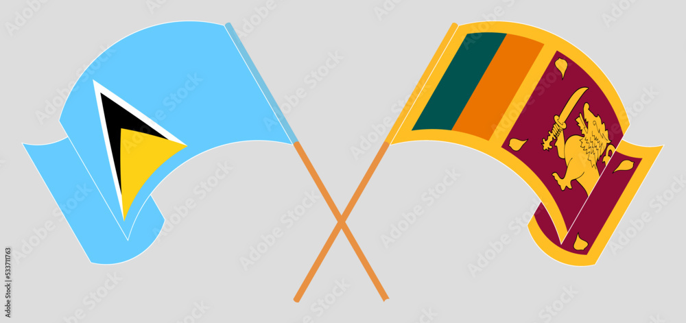 Crossed and waving flags of Lesotho and Sri Lanka Crossed and waving flags of Lesotho and Sri Lanka