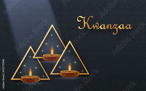 Happy kwanzaa card with nice and creative symbols on color background for kwanzaa holiday photo