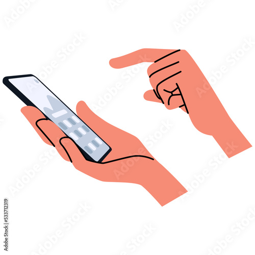 Hand Using Mobile Phone Illustration