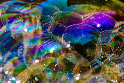 Colorful soap bubbles connected to each other