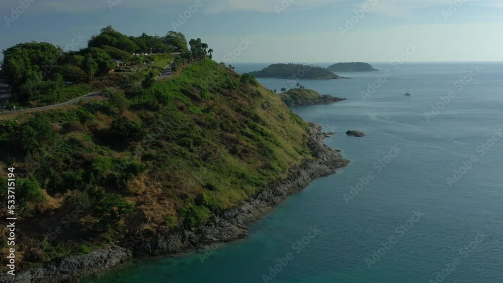 day time phuket island bay famous view point top aerial panorama 4k thailand day time phuket island bay famous view point top aerial panorama 4k thailand