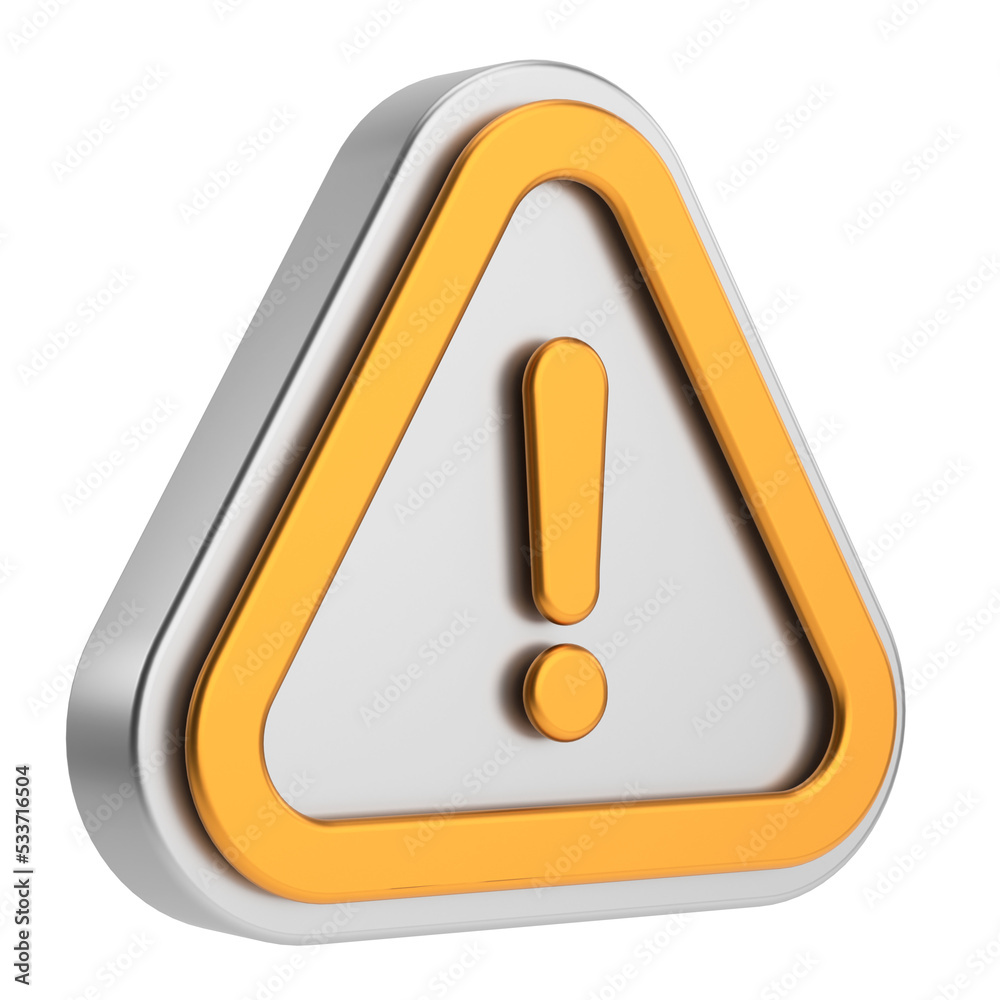 Warning sign. Exclamation mark. 3D illustration. Warning sign. Exclamation mark. 3D illustration.
