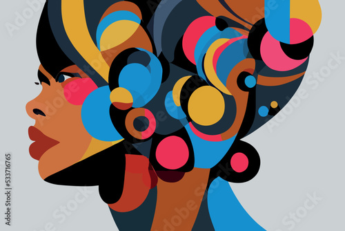 Illustration containing a woman with different skin tones. Protecting the rights of different racial groups and fighting division by skin color. 
