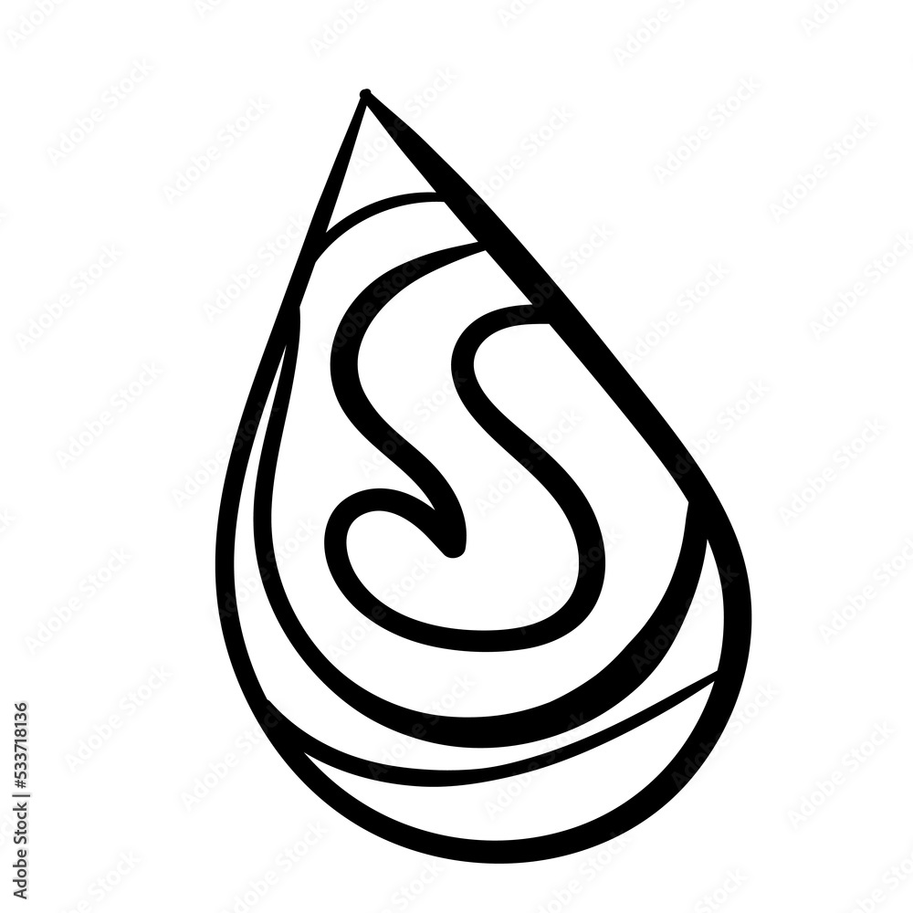 Doodle water drop. Black line art icon on white background. Doodle water drop. Black line art icon on white background.