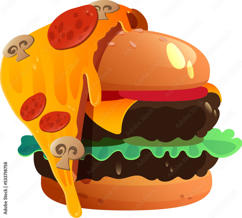 Burger and pizza