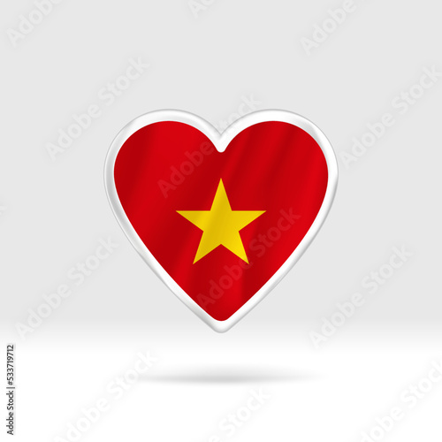 Free Download Heart from Vietnam flag. Silver button heart and flag template. Easy editing and vector in groups. National flag vector illustration on white background. - GFXLoad