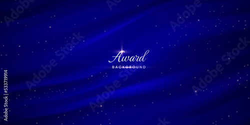 Blue award luxury background with gold glitter and fabric shadow