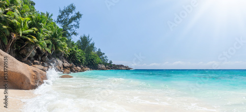 Fototapeta Naklejka Na Ścianę i Meble -  Tropical beach with palm trees