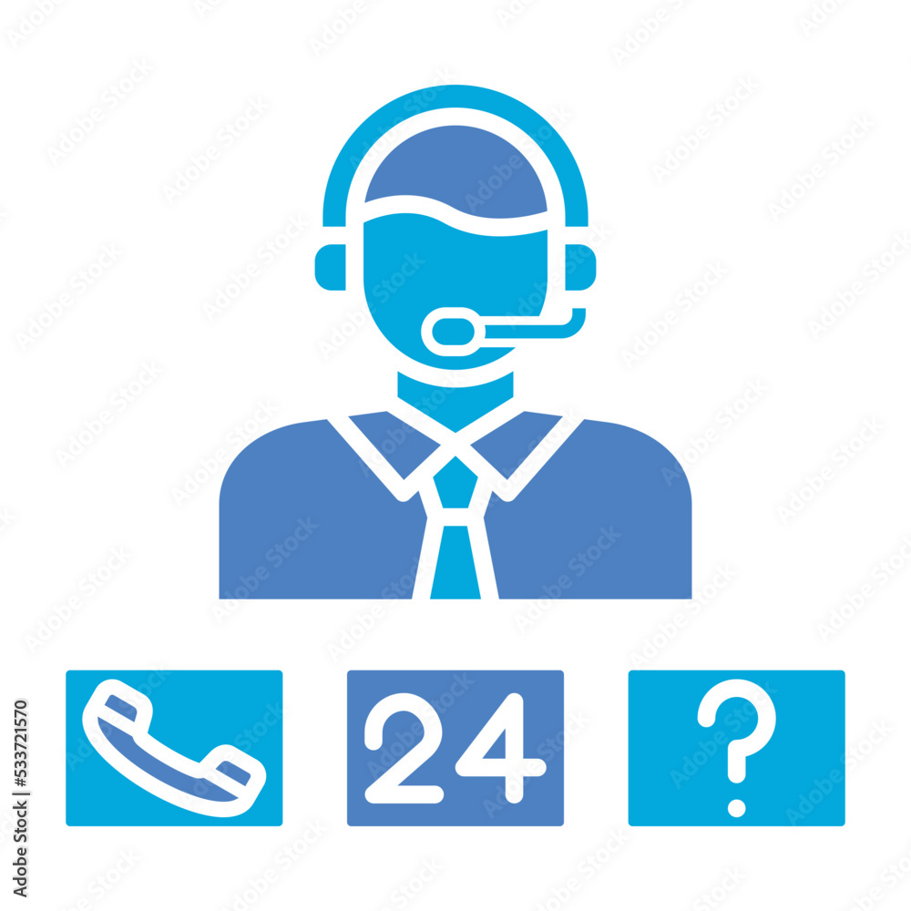 Call Center Glyph Two Color Icon Call Center Glyph Two Color Icon