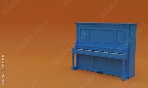 3d illustration ,piano ,red background ,copy space, 3d rendering