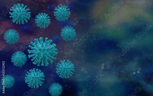 3d illustration, virus image, dark background with different shades, 3d rendering.