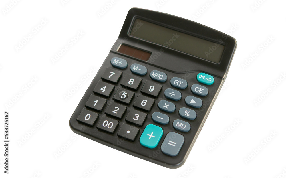 Black calculator isolated on white with clipping path Black calculator isolated on white with clipping path