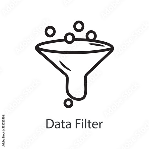 Data Filter Filled Outline Icon Design illustration. Data Symbol on White background EPS 10 File