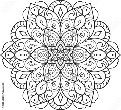 Antistress Coloring Page Mandala. Hand-drawn illustration vector