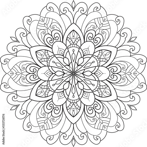Mandala isolated on the white background.Doodle pattern.ornament design for coloring page
