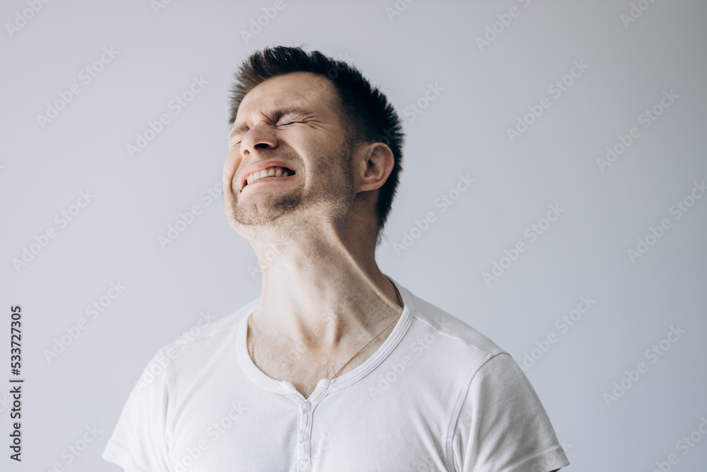 Obraz premium Stress during work for a man. Emotions of stress