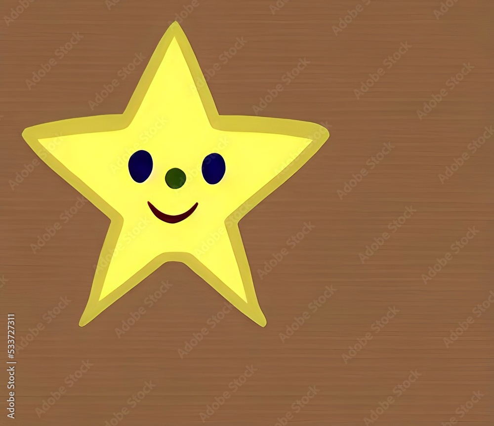 cartoon style simple smiley star with yellow color, digital illustration
cartoon style simple smiley star with yellow color, digital illustration