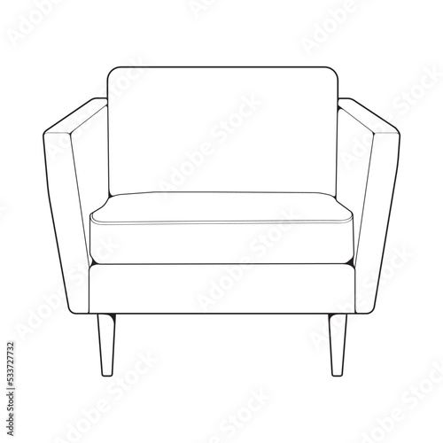 Sofa or couch line art illustrator. Outline furniture for living room. Vector illustration.
