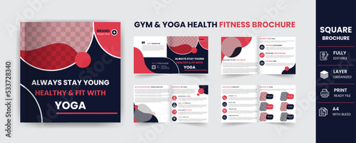 Bild auf Leinwand Gym and Fitness corporate square design template 8 Pages