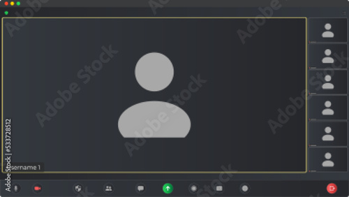 Template video conference user interface. Online conference meeting. Online chat for business seminars. Digital communication. Vector UI screen.