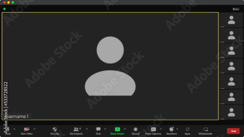 Video conference calls window overlay. Video calls window overlay. Video conferencing window overlay. Concept of social remote media. Talking user frame on screen.