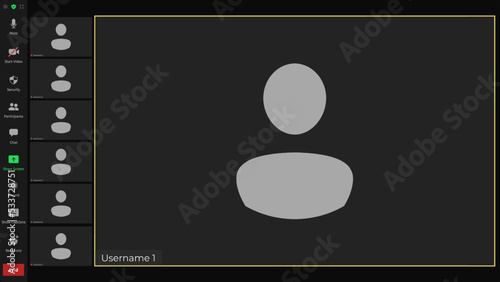 Template video conference user interface. Online conference meeting. Online chat for business seminars. User interface from video webinars. Meeting App Flat Vector.