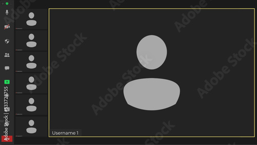 Template video conference user interface. Application for social communication. Call Window App template. Concept of social remote media. Vector illustration.