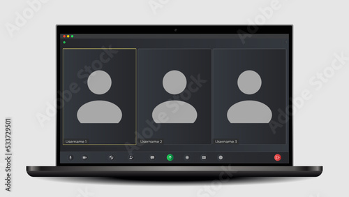 Video conference calls window overlay. User web video call window. Online chat for business seminars. Concept of social remote media. Video call technology.