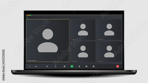 Video conferencing user interface. Video calls window overlay. Video conference icon. Video call illustration. Mockup Kit interface.