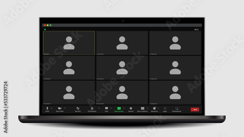 Video conference user interface. User web video call window. Call Window App template. Video Call Template. Template mockup.