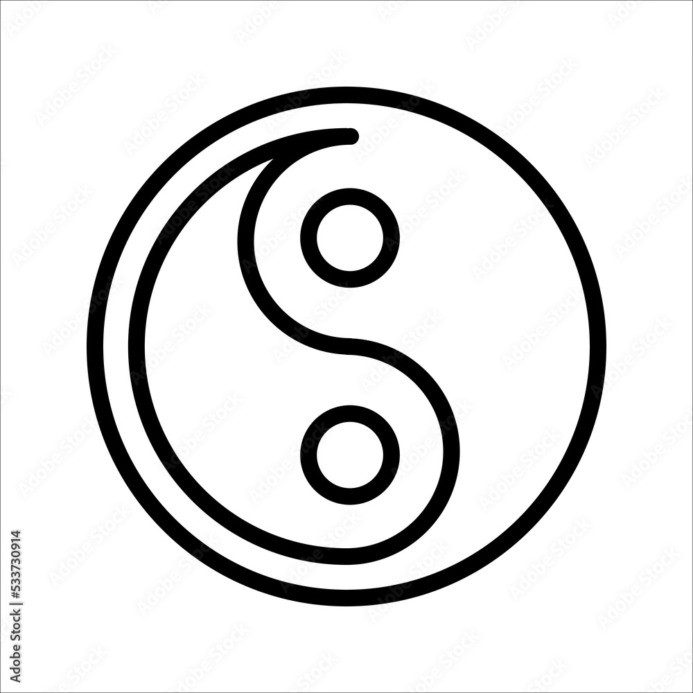 Yin and yang line icon, outline vector sign, black and white yin yang. vector illustration on white background. Yin and yang line icon, outline vector sign, black and white yin yang. vector illustration on white background.