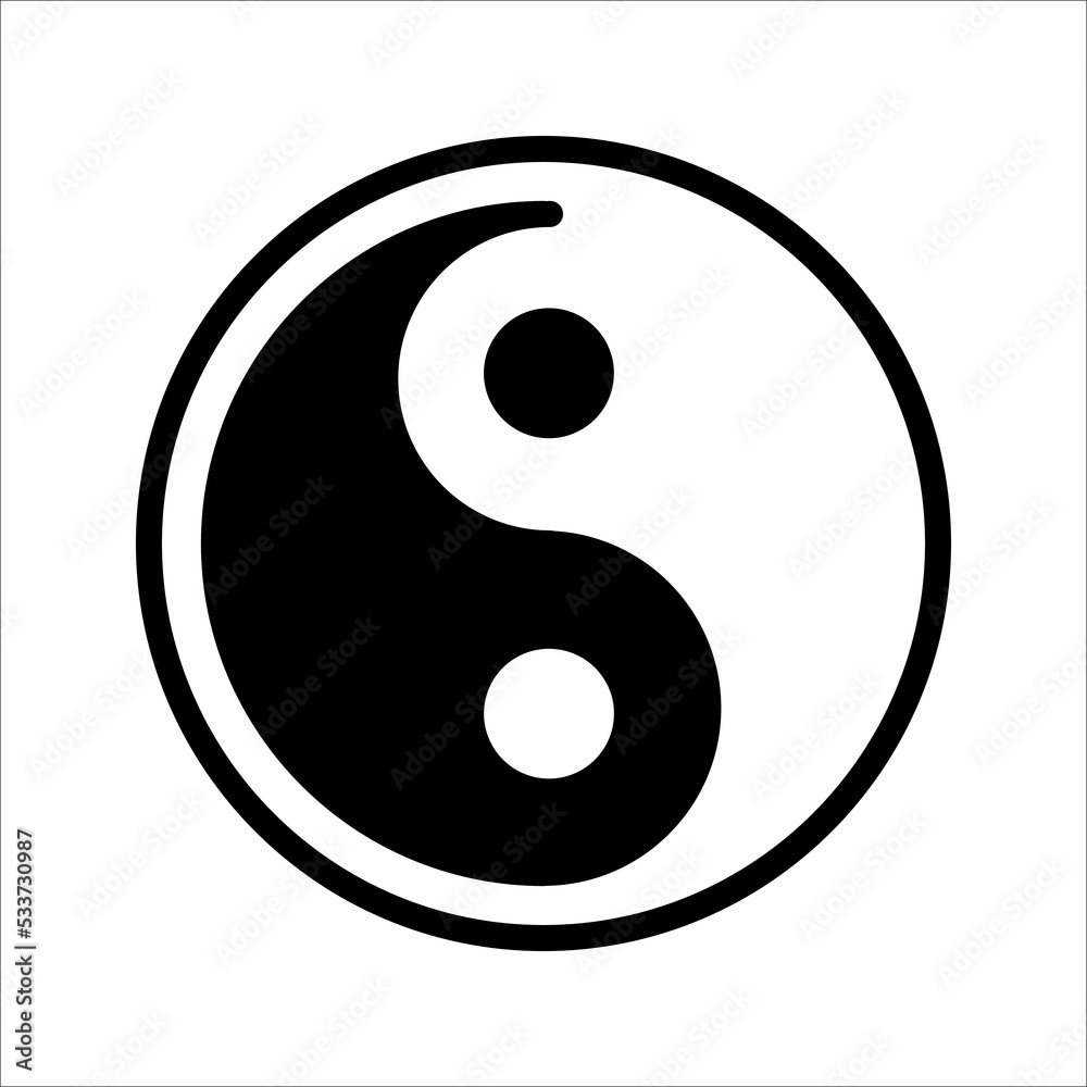 Yin and yang line icon, outline vector sign, black and white yin yang. vector illustration on white background. Yin and yang line icon, outline vector sign, black and white yin yang. vector illustration on white background.