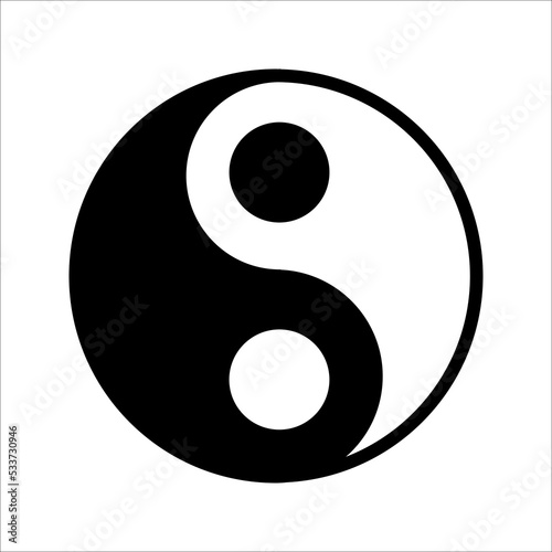Yin and yang line icon, outline vector sign, black and white yin yang. vector illustration on white background.