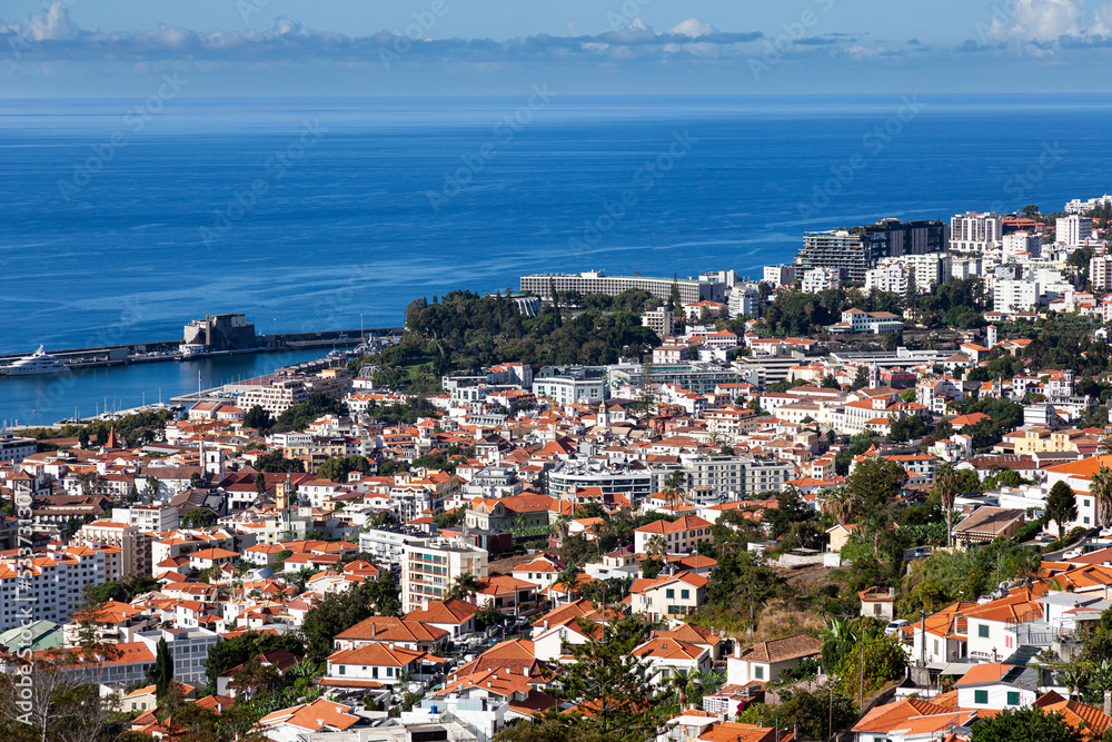 View of Funchal city and  harbor,  Madeira,  Portuga,l  Europepe