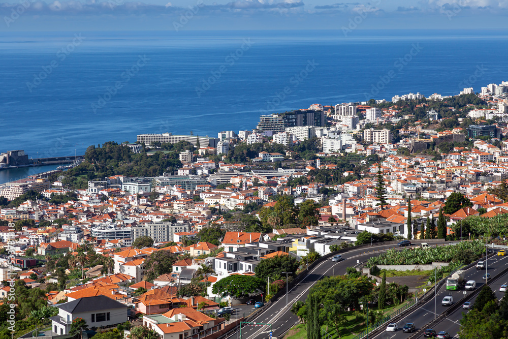 View of Funchal city and  harbor,  Madeira,  Portuga,l  Europe