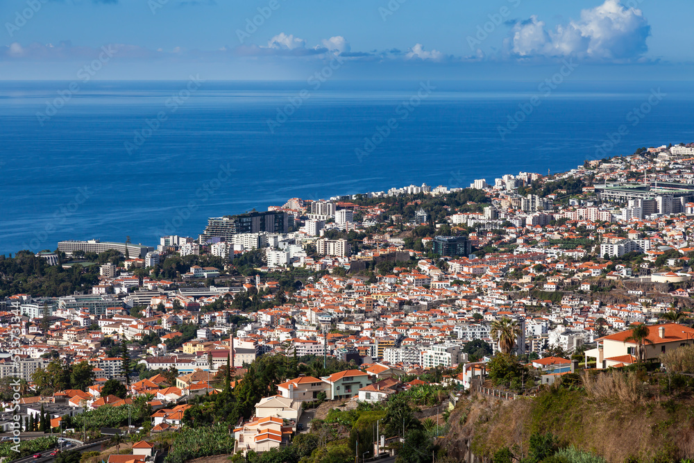 View of Funchal city and marina,  Madeira,  Portuga,l  Europe