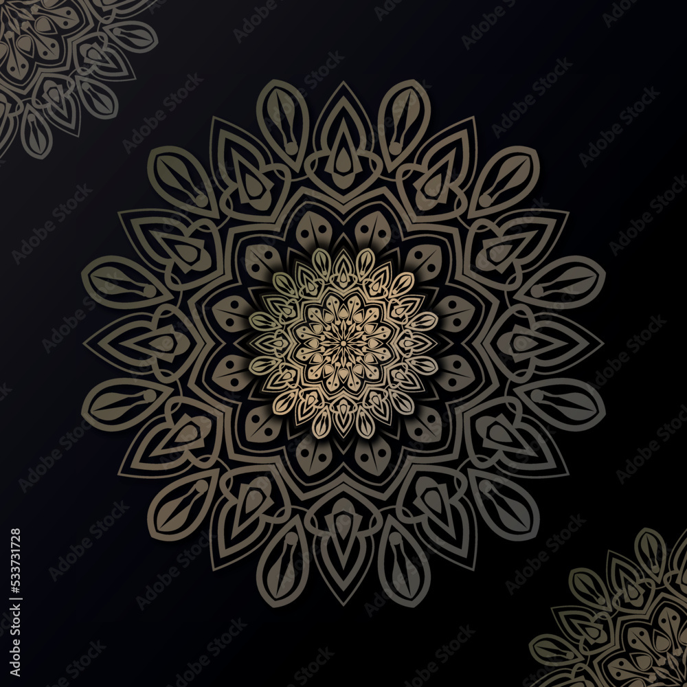 Luxury ethnic mandala background with shiny color effects