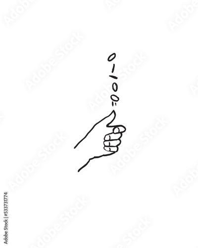 Flipping a Coin to Make a Decision - Black White Line Drawing