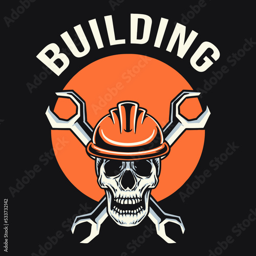 Skull and Safety Helm Vector Illustration